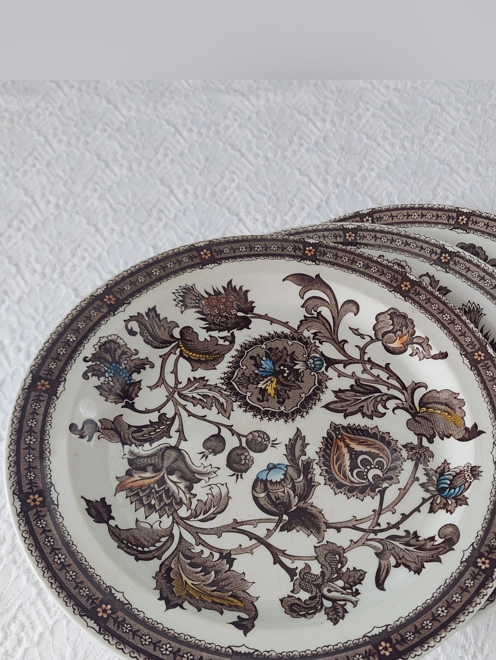 Vintage Ridgway Jacobean Ironstone Dinner Plates - Set of 3